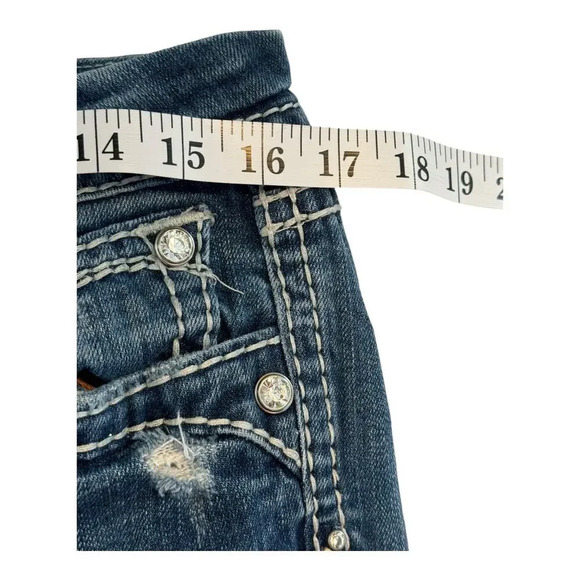 Rock Revival Women's Irene Easy Bootcut Jeans Size 6 (28)Blue Distressed Stretch - Picture 6 of 7